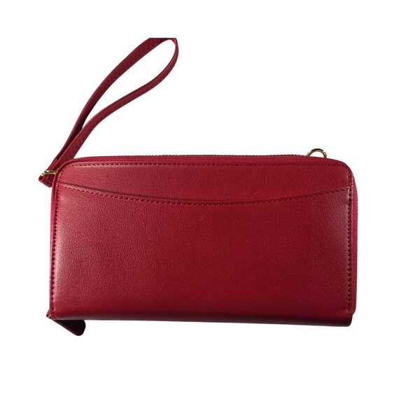 Nuoku Red Wristlet Wallet Purse Zipper Card Slots career party office - Picture 2 of 6